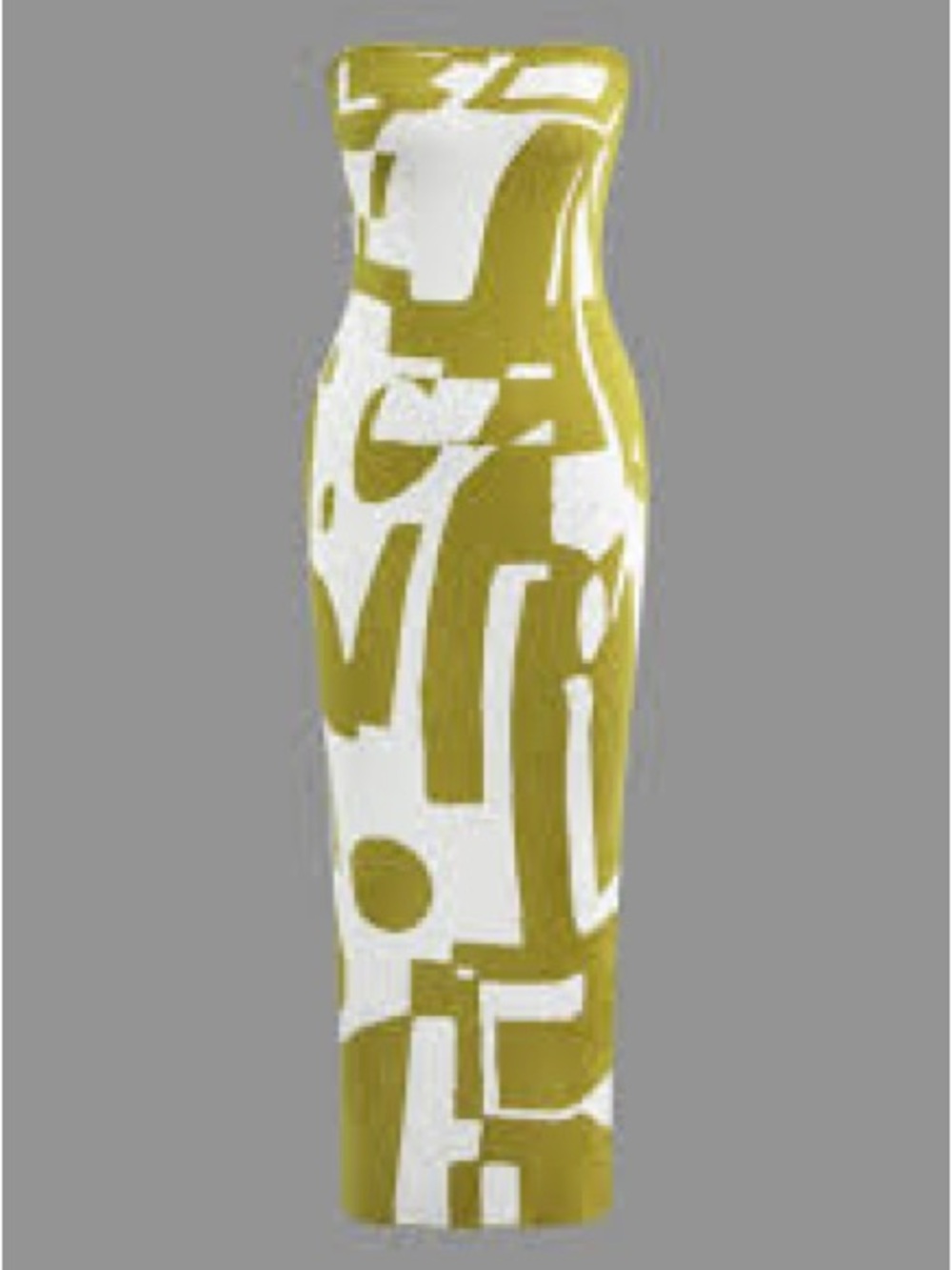Strapless Knit White and Olive Abstract tube Dress